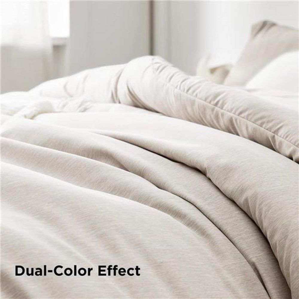 3 pc Comforter Set Beige Comforter Queen/King Soft Bedding with 2 Pillow Shams - Picture 4 of 6